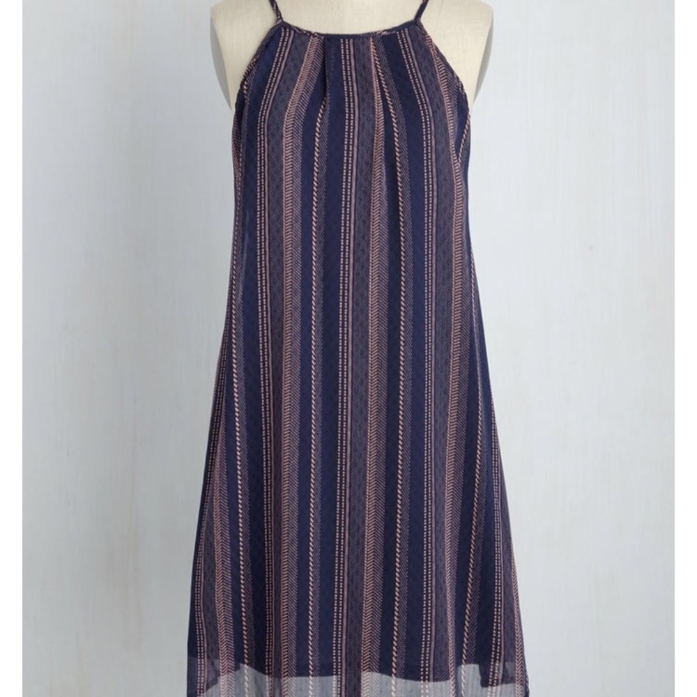 Blue and pink shift dress